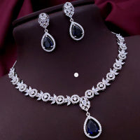 Akruti Collection Shimmering American Diamond Necklace Set