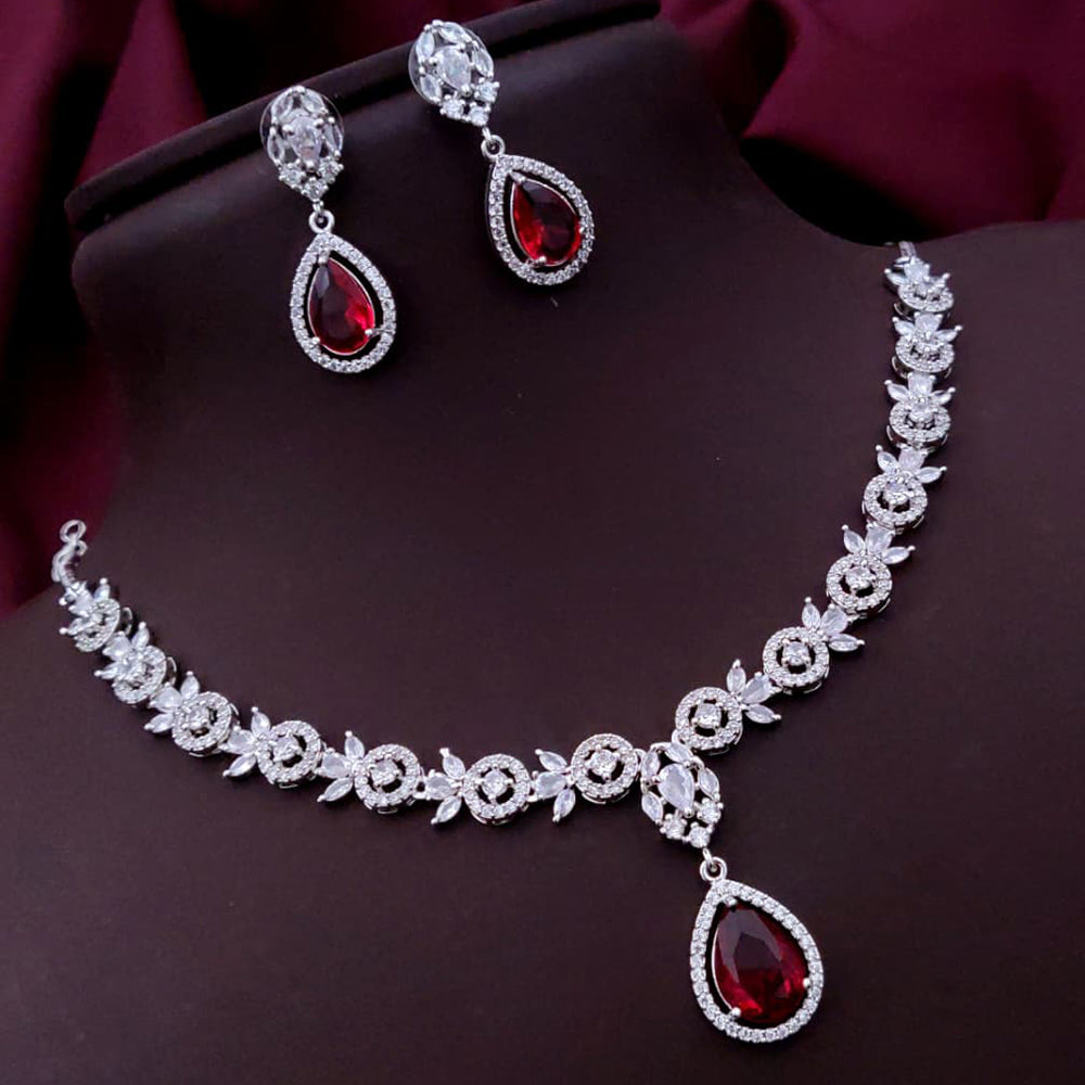 Akruti Collection Shimmering American Diamond Necklace Set