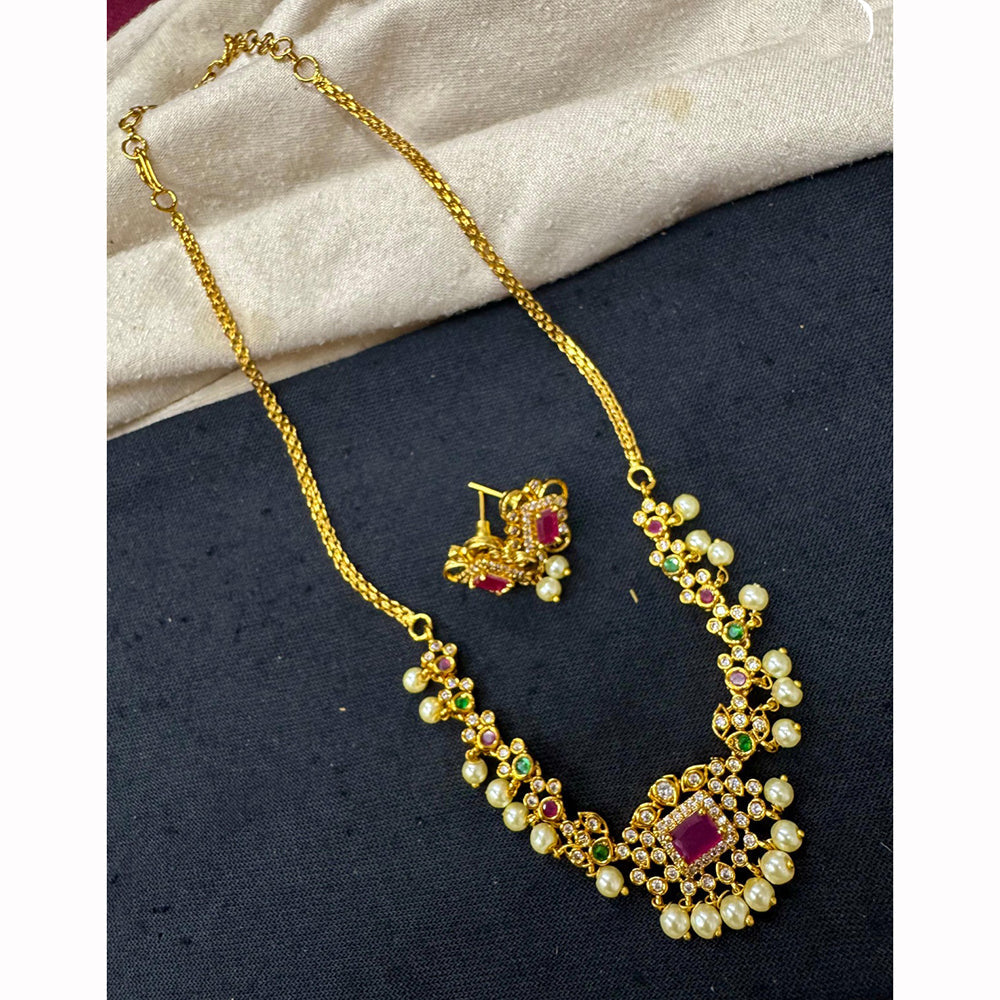 Akruti Collection Elegant Austrian Stone And Pearl Necklace Set