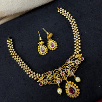 Akruti Collection Royal Crystal And Pearl Austrian Stone Necklace Set