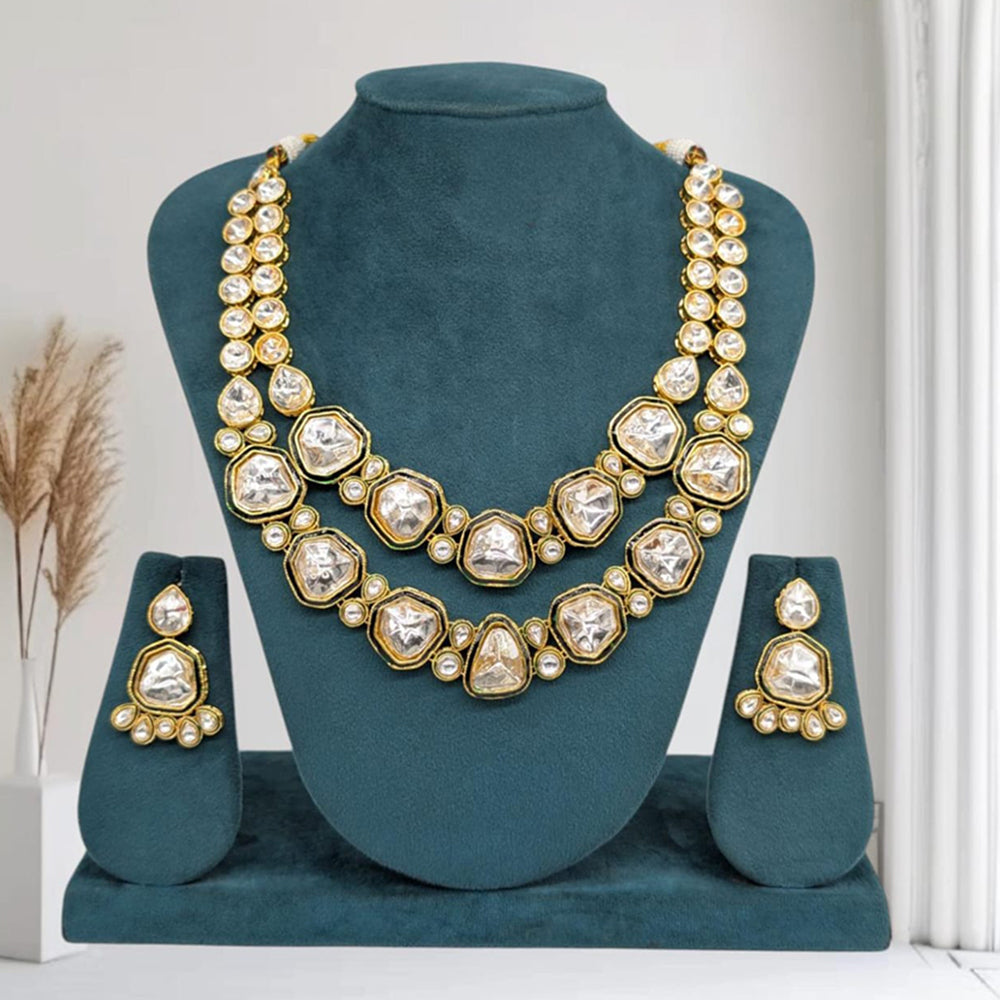 Akruti Collection Royal Kundan Stone Necklace Set