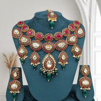 Akruti Collection Premium Kundan Stone Pearl And Beaded Choker Necklace Set