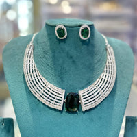 Akruti Collection Radiant Glow Modern American Daimonds Necklace Set