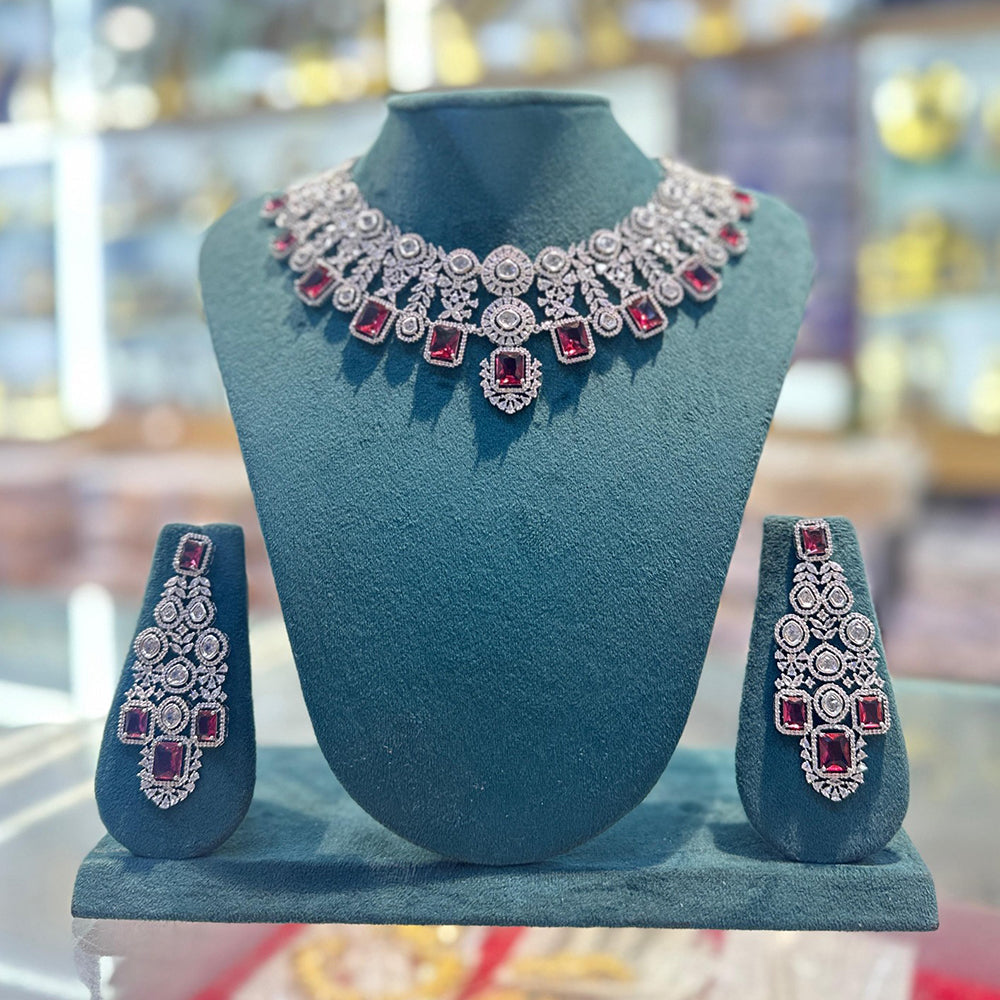 Akruti Collection Radiant Glow Modern American Daimonds Necklace Set