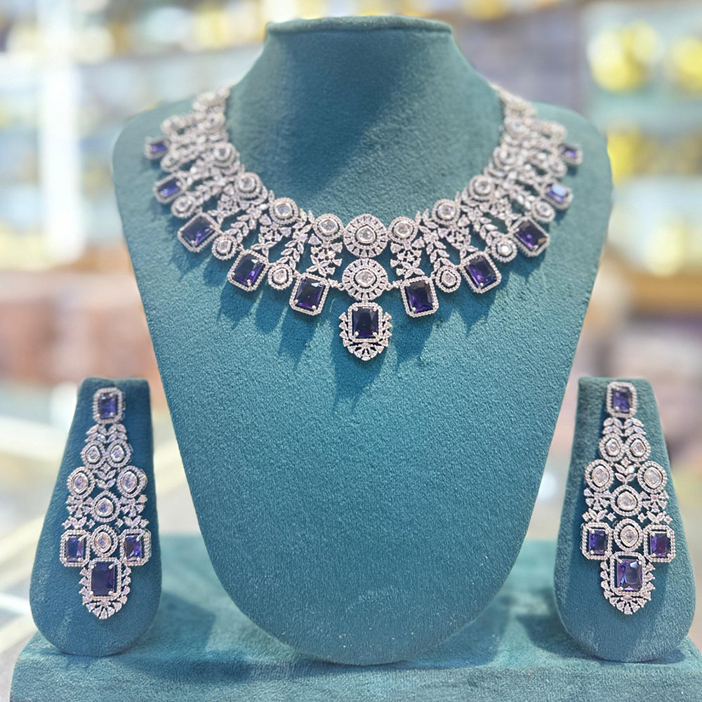 Akruti Collection Radiant Glow Modern American Daimonds Necklace Set