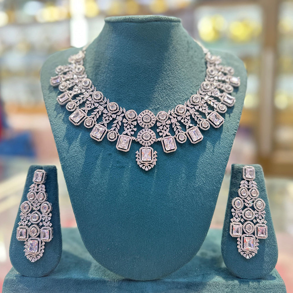 Akruti Collection Radiant Glow Modern American Daimonds Necklace Set
