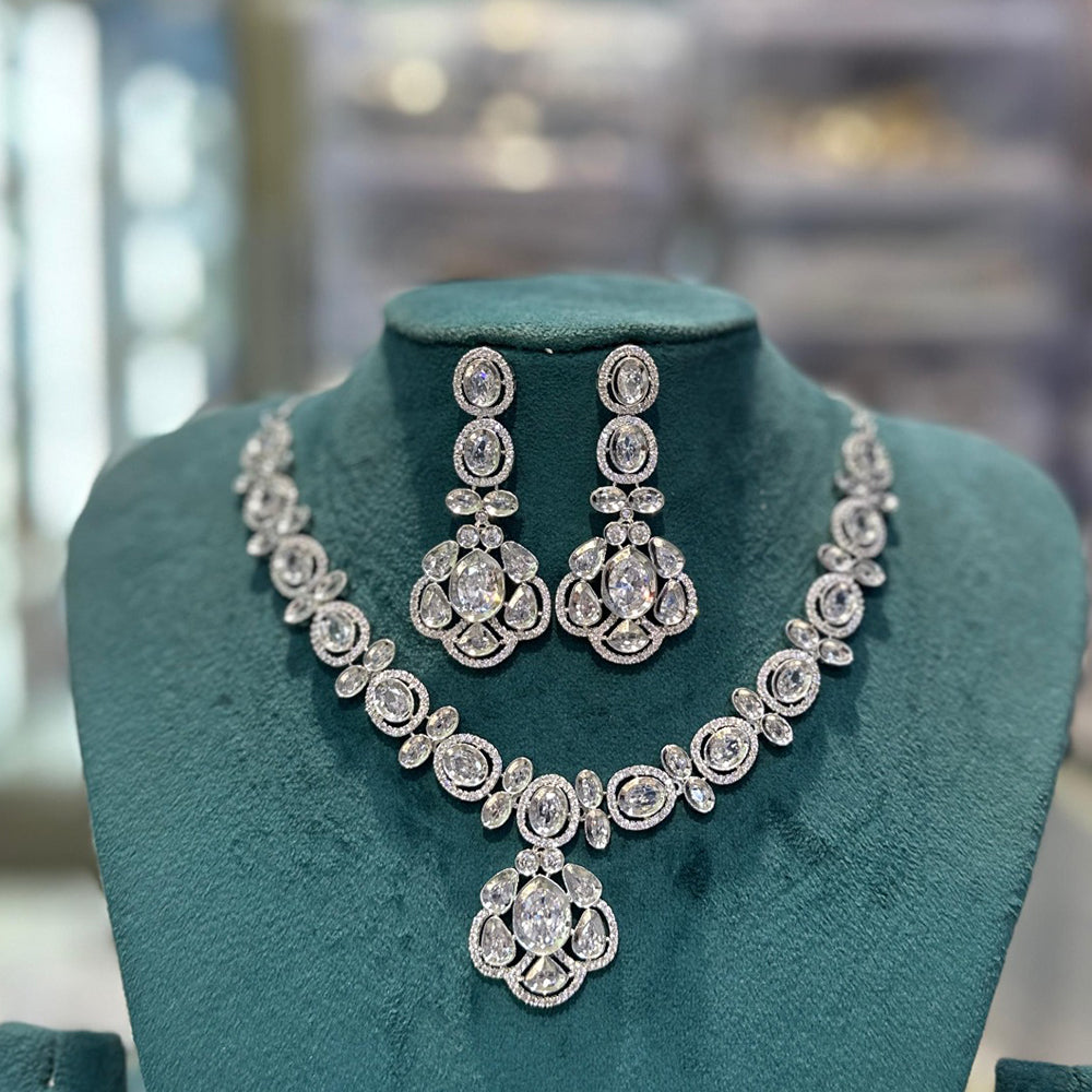 Akruti Collection Radiant Glow Modern American Daimonds Necklace Set