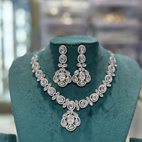 Akruti Collection Radiant Glow Modern American Daimonds Necklace Set