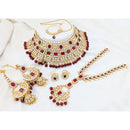 Akruti Collection Heritage Kundan Stone And Pearls Semi Bridal Necklace Set
