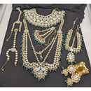 Akruti Collection Premium Kundan Stone Pearl And Beads Bridal Set