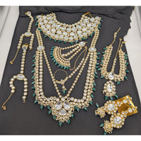 Akruti Collection Premium Kundan Stone Pearl And Beads Bridal Set