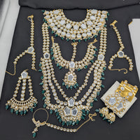 Akruti Collection Premium Kundan Stone Pearl And Beads Bridal Set