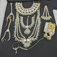 Akruti Collection Premium Kundan Stone Pearl And Beads Bridal Set