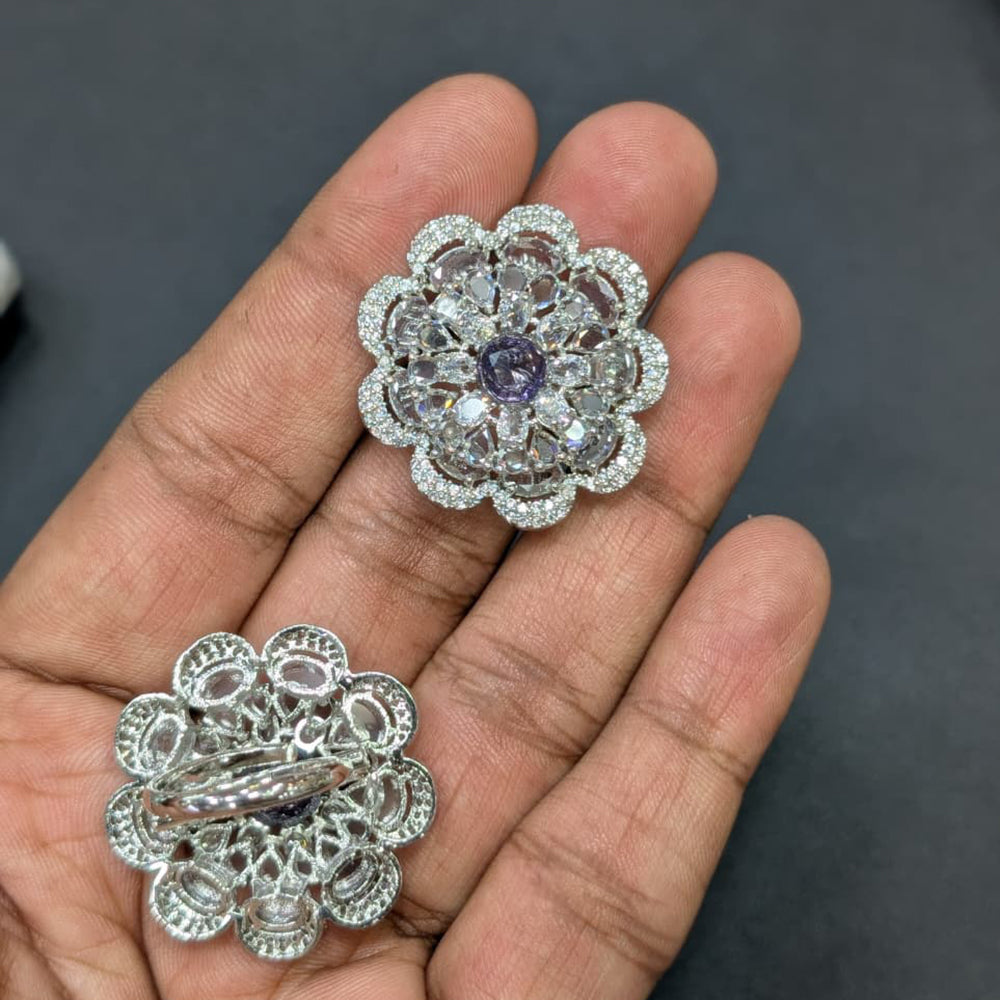 Akruti Collection Rhodium Plated Crystal And Austrian Stone Stylish Ring