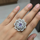 Akruti Collection Rhodium Plated Crystal And Austrian Stone Stylish Ring