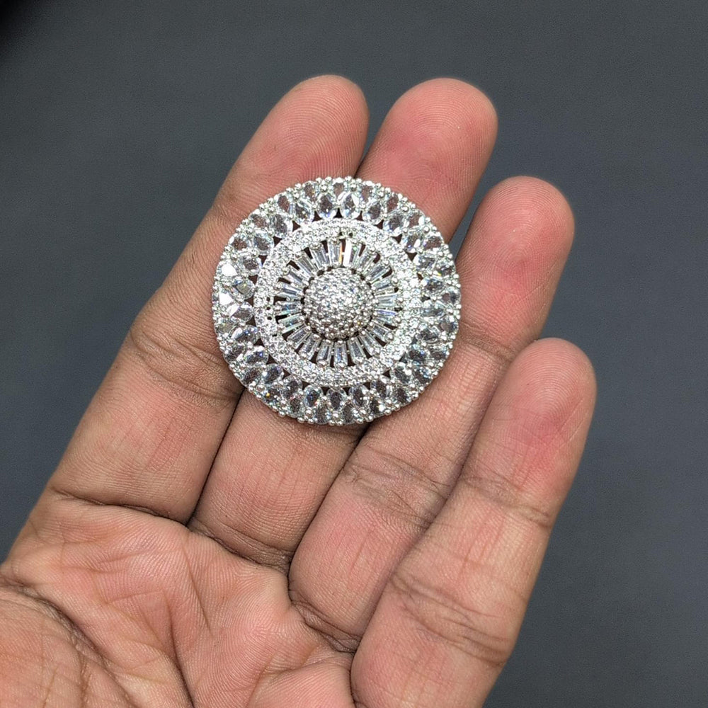 Akruti Collection Rhodium Plated Crystal And Austrian Stone Stylish Ring