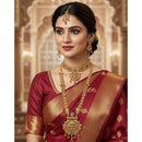 Akruti Collection Premium Pota Stone Double Necklace Set