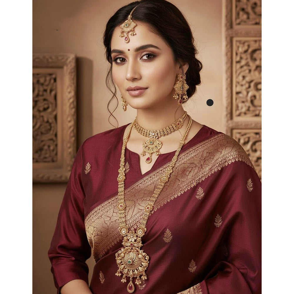 Akruti Collection Premium Pota Stone Double Necklace Set