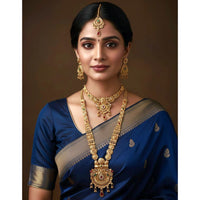 Akruti Collection Premium Pota Stone Double Necklace Set