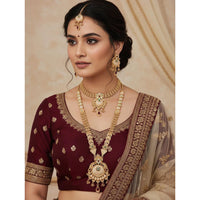 Akruti Collection Premium Pota Stone And Meenakari Double Necklace Set