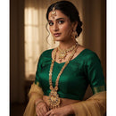 Akruti Collection Premium Pota Stone And Meenakari Double Necklace Set