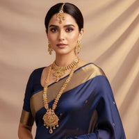 Akruti Collection Premium Pota Stone Double Necklace Set