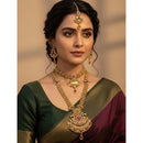 Akruti Collection Premium Pota Stone And Meenakari Double Necklace Set