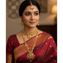 Akruti Collection Premium Pota Stone Double Necklace Set