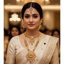 Akruti Collection Premium Pota Stone Double Necklace Set