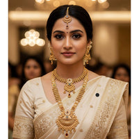 Akruti Collection Premium Pota Stone Double Necklace Set