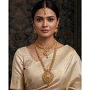 Akruti Collection Premium Pota Stone Double Necklace Set