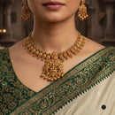 Akruti Collection Pota Stone And Pearl Traditional Temple Necklace Set