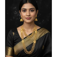 Akruti Collection Premium Pota Stone Beaded Dual Necklace Set