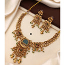 Akruti Collection Royal Pota Stone And Pearl Ethnic Necklace Set