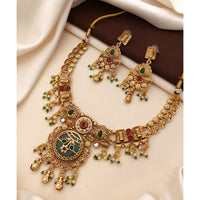 Akruti Collection Royal Pota Stone And Pearl Ethnic Necklace Set