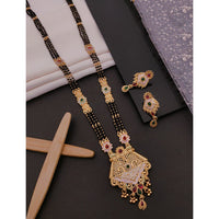 Akruti Collection Classic Pota Stone Meenakari And Black Beads Mangalsutra