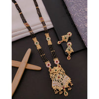 Akruti Collection Classic Pota Stone Meenakari And Black Beads Mangalsutra