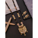 Akruti Collection Classic Pota Stone Meenakari And Black Beads Mangalsutra