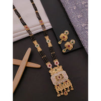 Akruti Collection Classic Pota Stone Meenakari And Black Beads Mangalsutra