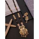 Akruti Collection Classic Pota Stone Meenakari And Black Beads Mangalsutra