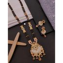 Akruti Collection Classic Pota Stone Meenakari And Black Beads Mangalsutra
