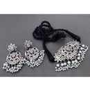 Akruti Collection Antique Oxidised Pota Stone And Pearl Choker Necklace Set