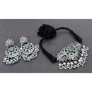 Akruti Collection Antique Oxidised Pota Stone And Pearl Choker Necklace Set