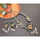 Akruti Collection Antique Style 2-Tone Pota Stone And Pearl Necklace Set
