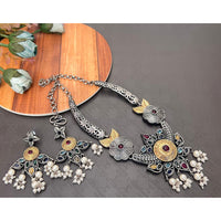 Akruti Collection Antique Style 2-Tone Pota Stone And Pearl Necklace Set