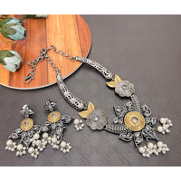 Akruti Collection Antique Style 2-Tone Pota Stone And Pearl Necklace Set