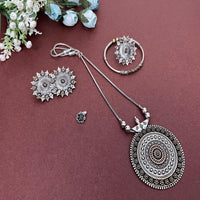 Akruti Collection Royal Oxidised Plated Ethnic Combo Set