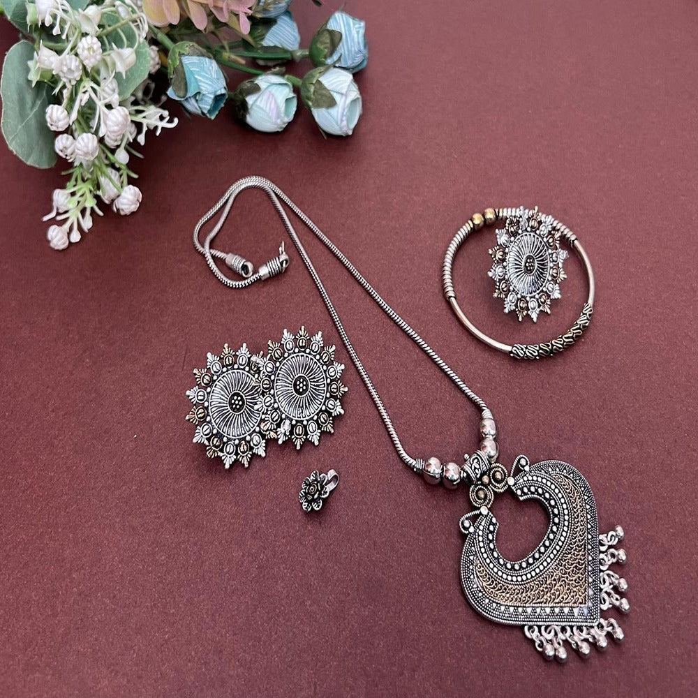 Akruti Collection Royal 2 Tone Plated Ethnic Combo Set