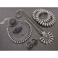 Akruti Collection Royal Oxidised Plated Ethnic Combo Set