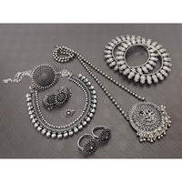 Akruti Collection Royal Oxidised Plated Ethnic Combo Set